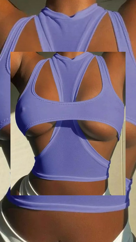 Cut Out Crop Top - Purple