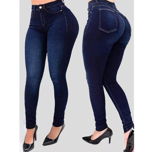 Women's Navy Blue Fitted Jeans