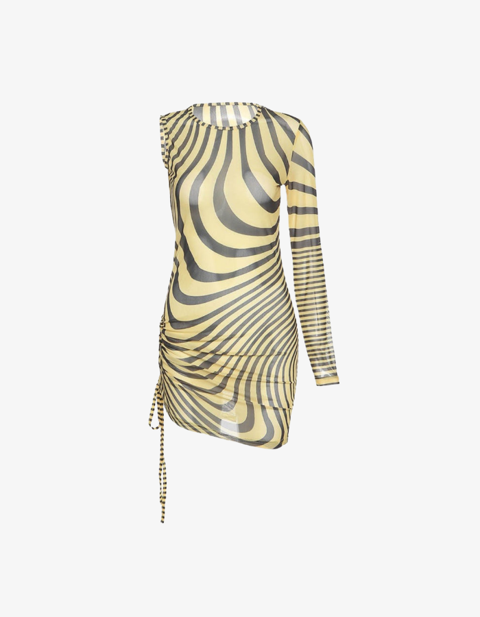 Tiger Print One Sleeve BodyCon Mini Dress