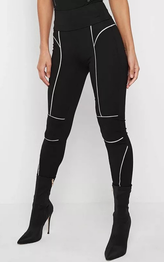 Contrast Stitch Leggings - Black