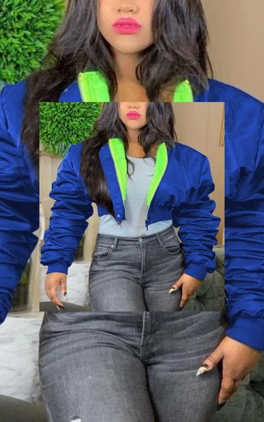 Blue Crop stack Sleeve Jacket