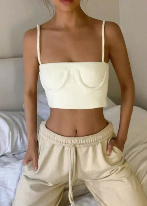 White Ribbed Vest Crop Top