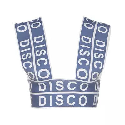 Disco Blue and White Bralette Crop Top