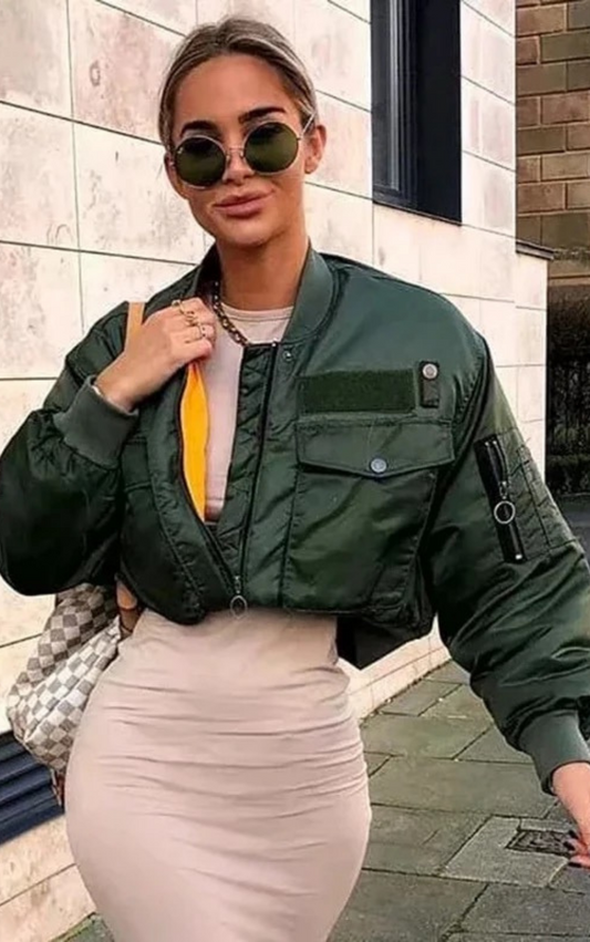Women's Green Sleeve Patchwork Jacket