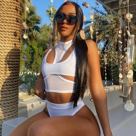 Cut Out Crop Top - White