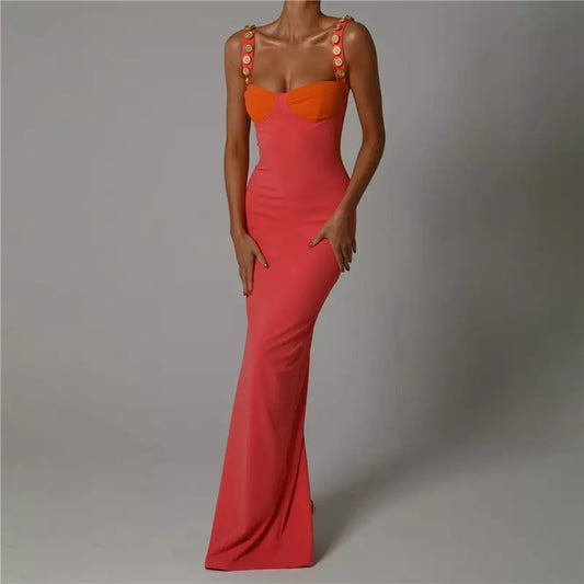 Pink studded Strap Midi Dress