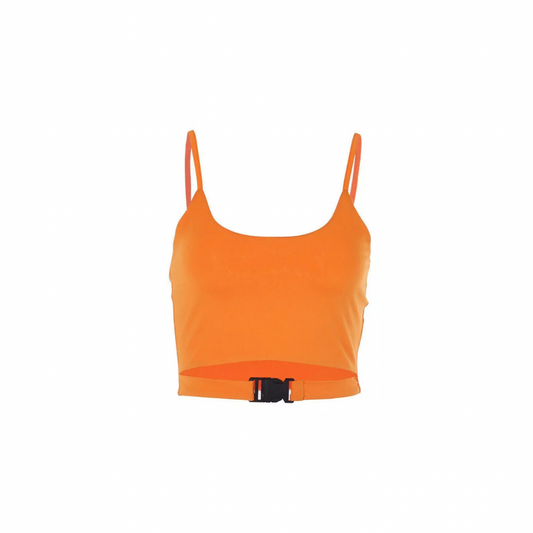 Orange Spaghetti Strap Cut Out Crop Top