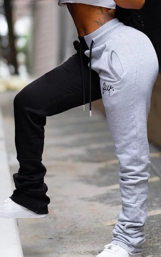 Women’s Joggers Half Black and Grey Stretch waisted