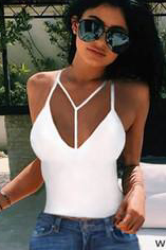 White Vest Detail spaghetti Strap Top
