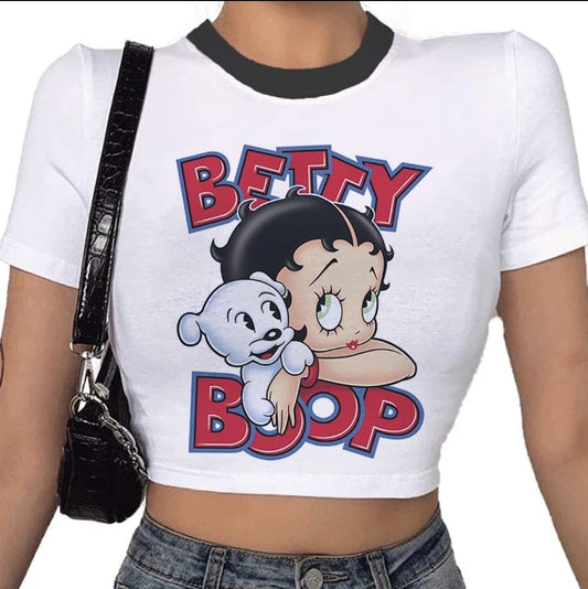 Graphic Fitted Crop Top